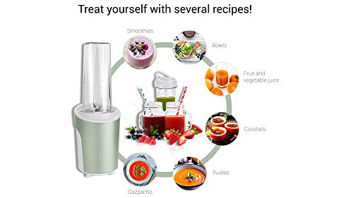 Venga! VG BL 3009 - Mezcladora y batidora para smoothies 2 en 1 de 450 W, 600 ml (acero inoxidable, plástico y cristal, color verde menta)