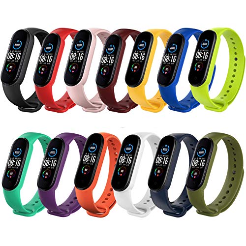 Ventdest Correas para Xiaomi Mi Band 5, (13PCS) Silicona Correa de Repuesto Suave, Transpirable, Resistente al Sudor, Vistoso, Pulseras para Xiaomi Mi Band 5