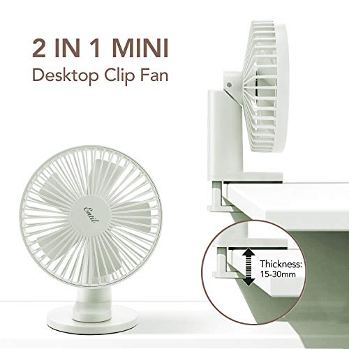 Ventilador de Escritorio USB, Entil Ventilador Portátil sin Ruido con 3 Velocidades y Flujo de Aire Silencioso y Potente Abrazadera Fuerte, Rotación de 90°, para Viaje Acampada Pesca Navegación Hogar