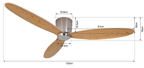 Ventilador de techo Airfusion Radar – Ventilador moderno con aspas de madera contrachapada ultraligeras con aspecto de teca – con modo de invierno – Incluye mando a distancia – Diseño muy elegante