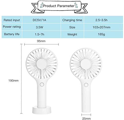 Ventilador del bolsillo, ventilador de la mano, mini Suspensión silencioso ventilador con 3 Velocidad ajustable USB recargable portátil ventilador del escritorio for el hogar, oficina y el recorrido,