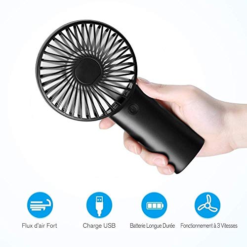 Ventilador mini portátil USB recargable 4000mAh con personal que trabaja a tiempo de 8-20 horas - 3 ajustes de velocidad - a la oficina terapeutas Exterior (blanco), color: rosa 1 * ( Color : Noir )