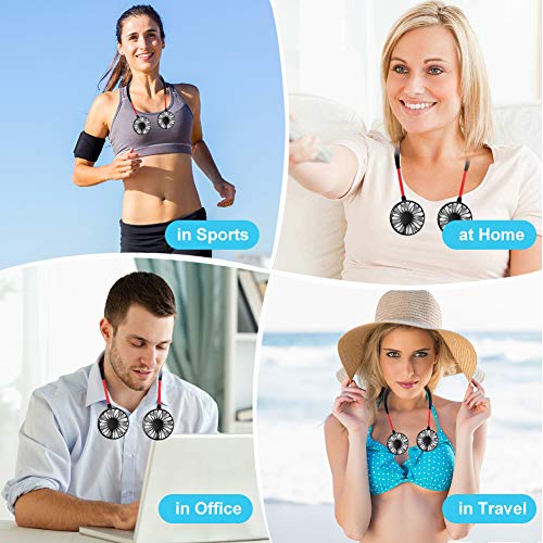 Ventilador Portatil, Ventilador de Cuello, Mini Ventilador de Mano, Mini Ventilador Portátil Recargable USB Ventilador Deportivo Ventilador de Cuello Personal 3 Velocidades y Rotación de 360 ​​Grados