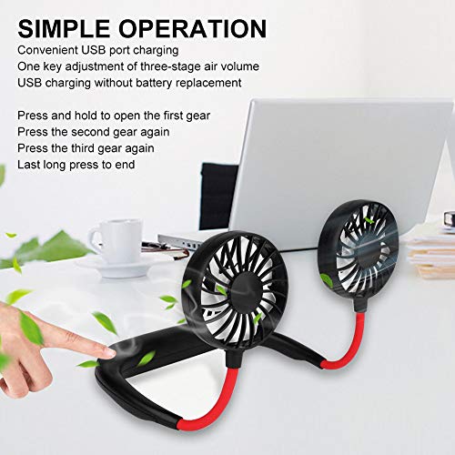 Ventilador Portatil, Ventilador de Cuello, Mini Ventilador de Mano, Mini Ventilador Portátil Recargable USB Ventilador Deportivo Ventilador de Cuello Personal 3 Velocidades y Rotación de 360 ​​Grados