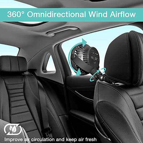 Ventilador Portátil Versátil de Escritorio Personal Batería 5200mAh con Trípode Flexible Ventilador USB Silencioso 360°Ajustable para Cochecito de Bebé, Cinta de Correr, etc.