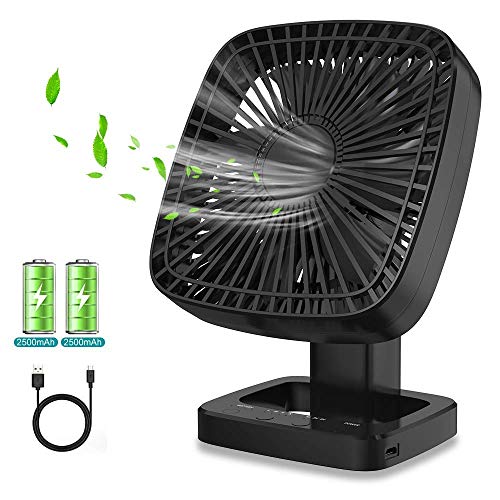 Ventilador USB, Silencioso Fan Portátil con Pilas Recargable para Viajes, Oficina, Hogar,Camping, Cochecito de bebé, Coche, Caminadora