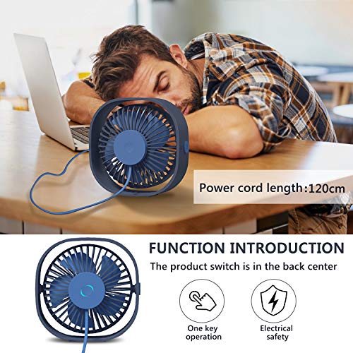 Ventilador USB, TedGem Mini Ventilador USB Silencioso, Personal Portátil Ventilador PC, para Oficina/Hogar/Viajar/Acampar, Alimentado por USB