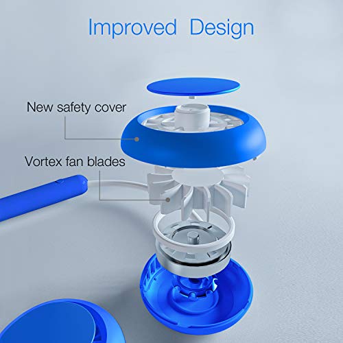 Ventilador USB, Ventilador Portatil, Mini Ventilador Cabello Anti-involucrado, Usable Recargable Ventilador de Cuello, Ventilador Pequeño de Refrigeración para Viajar, Deportes (Azul)
