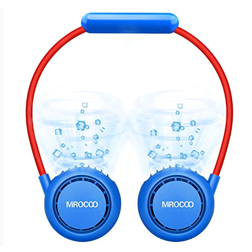 Ventilador USB, Ventilador Portatil, Mini Ventilador Cabello Anti-involucrado, Usable Recargable Ventilador de Cuello, Ventilador Pequeño de Refrigeración para Viajar, Deportes (Azul)