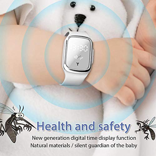 VERLOCO 2 En 1 Pulsera Electrónica Ultrasónica Repelente De Mosquitos, Reloj Electrónico Recargable USB Antimosquitos para Niños Y Adultos, Repelente De Mosquitos Físico/Seguridad Y Salud