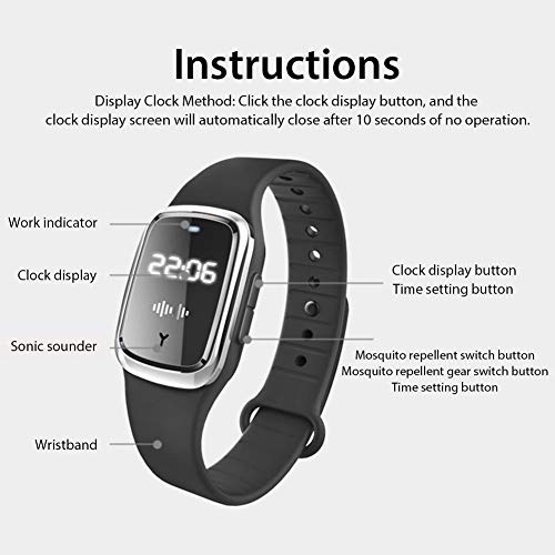 VERLOCO 2 En 1 Pulsera Electrónica Ultrasónica Repelente De Mosquitos, Reloj Electrónico Recargable USB Antimosquitos para Niños Y Adultos, Repelente De Mosquitos Físico/Seguridad Y Salud