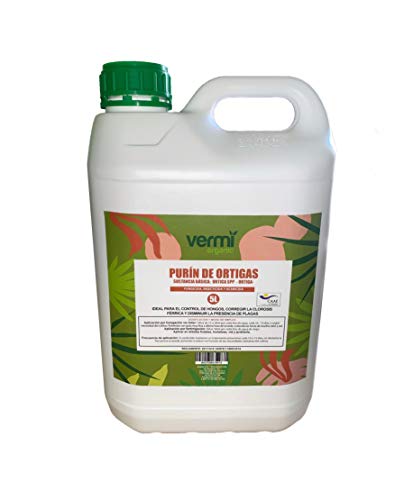 VERMIORGANIC Purin de Ortiga Ecológico, 5L. Insecticida, Fungicida, Acaricida para el Control de Hongos y para Corregir la clorosis férrica.
