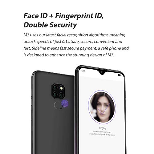 Vernee M7 Smartphone 2019 Dual SIM 4G LTE 4GB RAM 64GB ROM 3 Cámaras Trasera 13MP 1 Cámara Frontal 8MP Gran Pantalla 6.1" Face ID 3500mAh Android 9 Sensor Dactilar Cuerpo Ultradelgado 6.9mm - Violeta