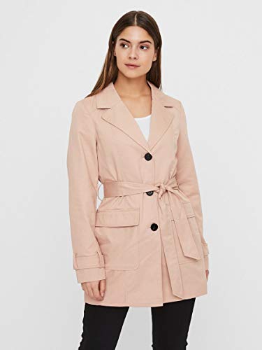 Vero Moda Vmabbysofia 3/4 Trenchcoat Boos Gabardina, Rosa, M para Mujer