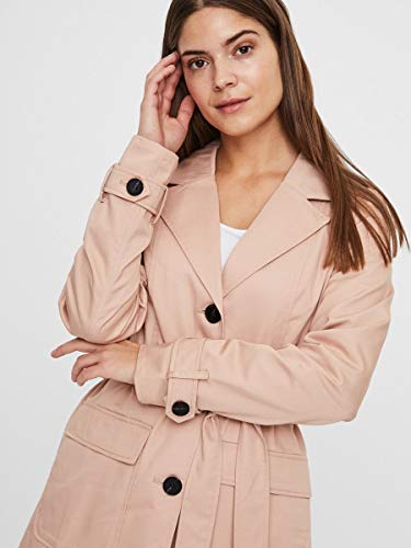 Vero Moda Vmabbysofia 3/4 Trenchcoat Boos Gabardina, Rosa, M para Mujer