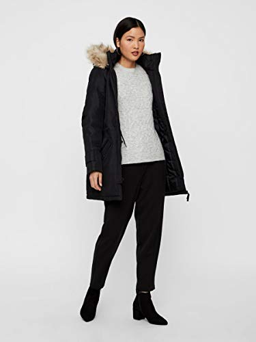 Vero Moda Vmexcursion Expedition Aw193/4parka Noos Abrigo, Negro (Black Black), 42 (Talla del fabricante: Large) para Mujer