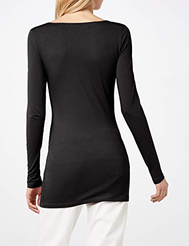 VERO MODA VMMAXI MY LS SOFT LONG U-NECK NOOS, Camisa Manga Larga Mujer, Negro (Black), 38 (Talla del fabricante: Medium)