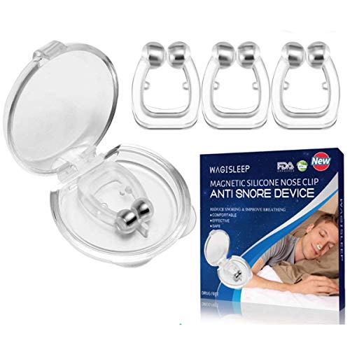 [Versión 2020]Dilatador Nasal Anti-Ronquidos WAGISLEEP, Antironquidos Clip Nasal Magnético Nose Clip Silicona, Dejar de roncar, Mejora la Respiración Nariz Clip para Ayudar a Dormir Apnea Del Sueño
