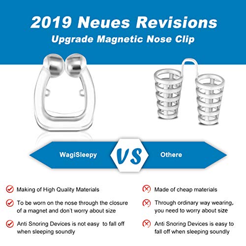 [Versión 2020]Dilatador Nasal Anti-Ronquidos WAGISLEEP,Antironquidos Clip Nasal Magnético Nose Clip Silicona, Dejar de roncar, Mejora la Respiración Nariz Clip para Ayudar a Dormir Apnea Del Sueño