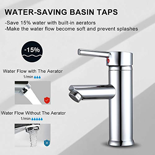 Versión Actualizada Hapilife Grifo Lavabo Monomando Mezclador con Aireador Incorporado, Conexión 3/8" Española, 10 Años Garantía