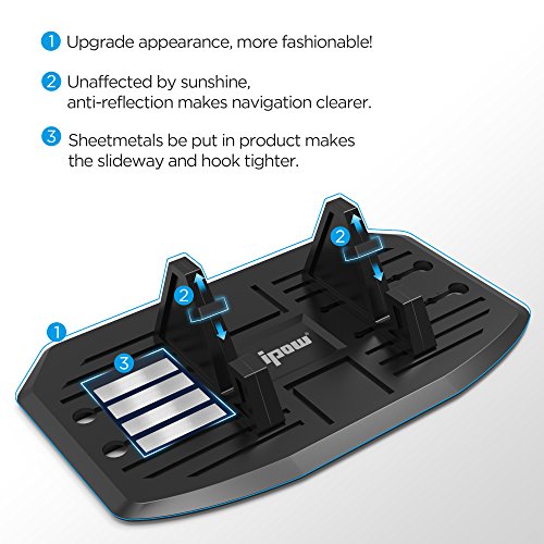 [Versión Segunda Mejorada] Ipow® Soporte para Coche para movil, Soporte Silicona Antideslizante para Salpicadero Coche,Huawei, Iphone, Xiaomi, Samsung, Negro