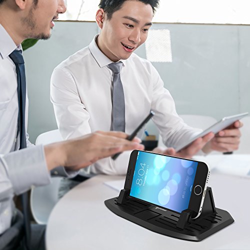 [Versión Segunda Mejorada] Ipow® Soporte para Coche para movil, Soporte Silicona Antideslizante para Salpicadero Coche,Huawei, Iphone, Xiaomi, Samsung, Negro