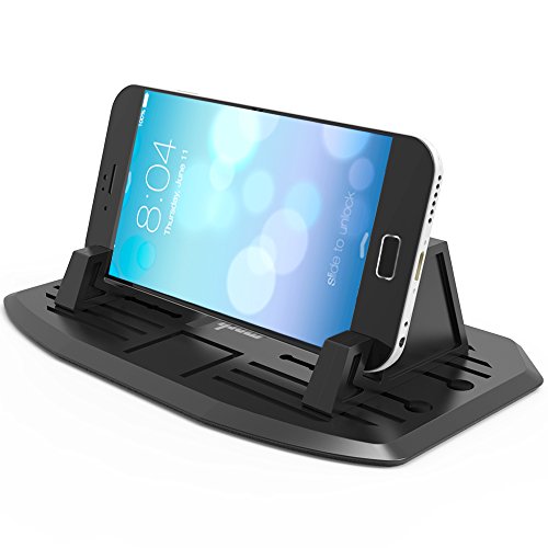 [Versión Segunda Mejorada] Ipow® Soporte para Coche para movil, Soporte Silicona Antideslizante para Salpicadero Coche,Huawei, Iphone, Xiaomi, Samsung, Negro