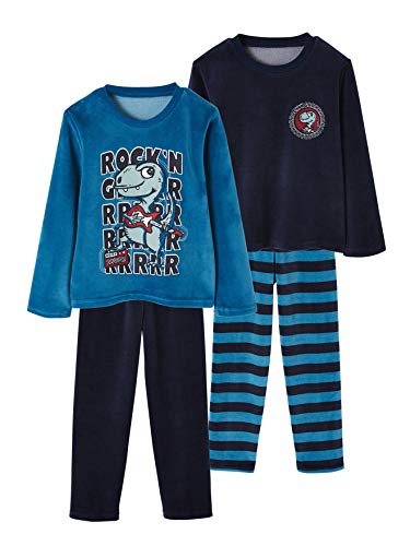 Vertbaudet - Pijamas para niño (terciopelo, 2 unidades) Lot Emeraude 4 años