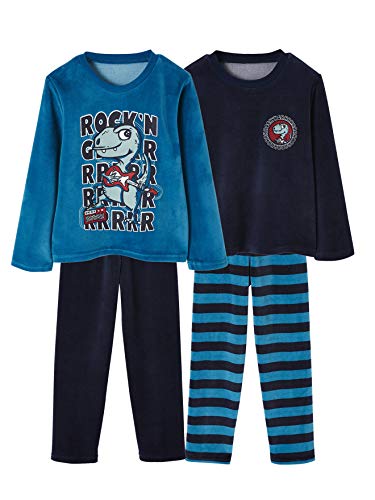 Vertbaudet - Pijamas para niño (terciopelo, 2 unidades) Lot Emeraude 4 años