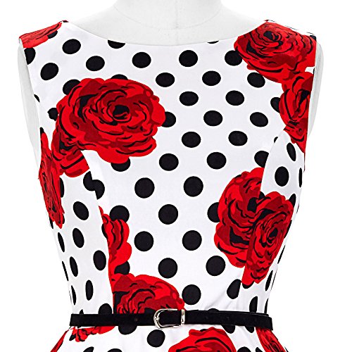 Vestido a Lunares Vestido de Puntitos Vestido Retro Sin Mangas M 36#