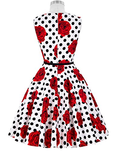 Vestido a Lunares Vestido de Puntitos Vestido Retro Sin Mangas M 36#