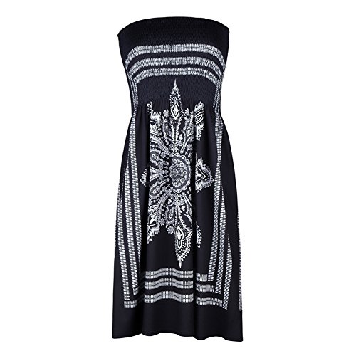 Vestido de Playa para Mujer, Verano Sin Tirantes de Hombro Mujer Bohemia Falda Casual Estampado Floral Colorido Mini Vestidos