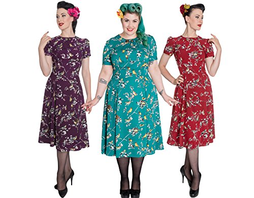 Vestido para mujer, estilo clásico de los años 40 y 50, de la marca Hell Bunny Rojo rosso XXXXL-50