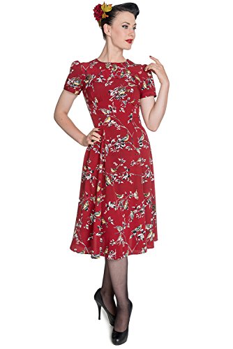 Vestido para mujer, estilo clásico de los años 40 y 50, de la marca Hell Bunny Rojo rosso XXXXL-50
