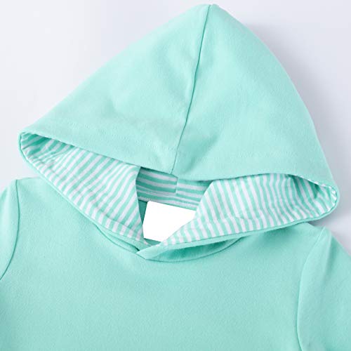 Vestidos con Capucha Niñas Unicornio Lentejuelas Largo Túnica Pullover Tops Manga Larga Algodón Suéter Casual Verde Otoño Sudadera con Capucha 2 3 4 5 6 7 años