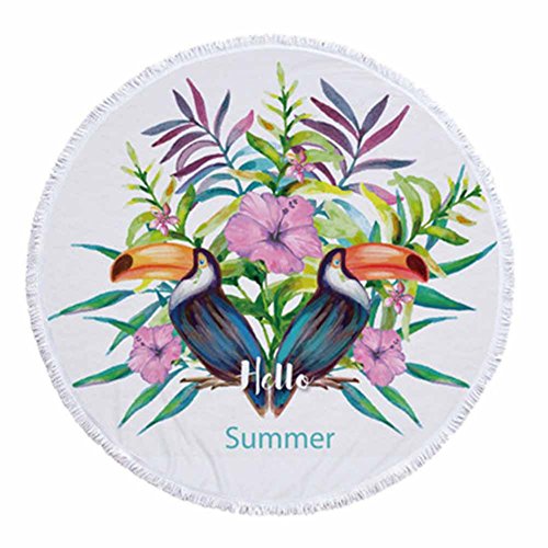 Vesub Toalla de playa redonda con impresión de microfibra, flamencos con borla suave, 150 x 150 pulgadas