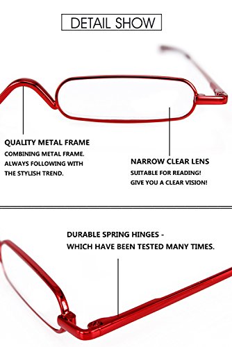 VEVESMUNDO Gafas de Lectura Hombres Mujer Portátil Metalicas Vista Presbicia Leer Anteojos Con Estrechas Funda 1.0 1.5 2.0 2.5 3.0 3.5 4.0 (1.5, Gris)