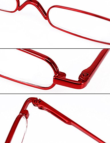 VEVESMUNDO Gafas de Lectura Hombres Mujer Portátil Metalicas Vista Presbicia Leer Anteojos Con Estrechas Funda 1.0 1.5 2.0 2.5 3.0 3.5 4.0 (1.5, Gris)