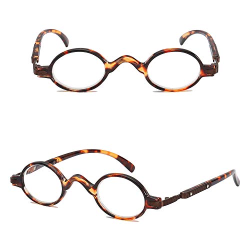 VEVESMUNDO Gafas de Lectura Mujer Hombre Vintage Redondo con Bisagra de Resorte Pequeñas Moda Graduadas Vista Optica Presbicia Lejos Anteojos Leer 1.0 1.5 2.0 2.5 3.0 3.5 4.0 (2.0, Carey)