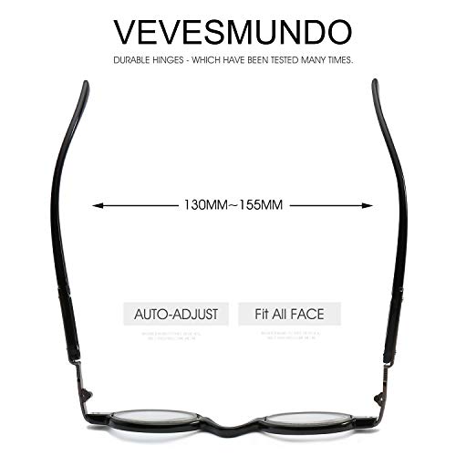 VEVESMUNDO Gafas de Lectura Mujer Hombre Vintage Redondo con Bisagra de Resorte Pequeñas Moda Graduadas Vista Optica Presbicia Lejos Anteojos Leer 1.0 1.5 2.0 2.5 3.0 3.5 4.0 (2.0, Carey)