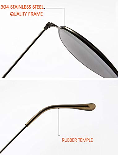 VEVESMUNDO Gafas Sol de Lectura Presbicia Aviador Proteccion UV Grande Marco de Metal y Bisagras con Funda para al aire libre Anteojos de Leer Graduadas (Gafas de lectura de sol, 1.5)