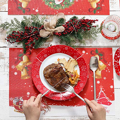 VEWEET, Serie Christmas, Manteles Individuales de Navideña Decorar Mesa, 45x30cm Salvamanteles, Juego de 6 pcs, PVC