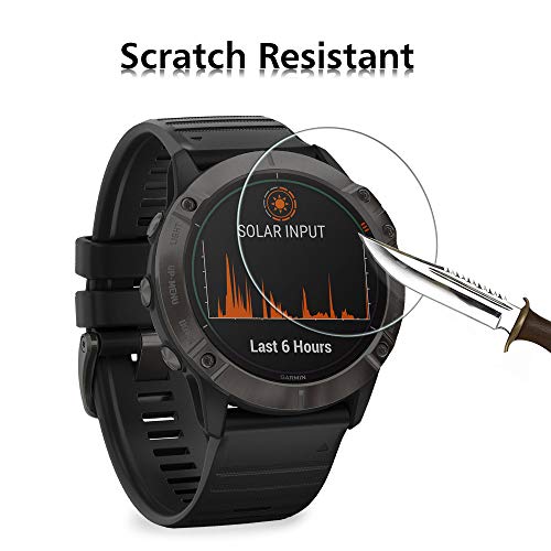 VGUARD 4 Unidades Protector de Pantalla para Garmin Fenix 6X Pro y Sapphire Editions 51mm, Cristal Vidrio Templado Premium para Garmin Fenix 6X Pro y Sapphire Editions 51mm
