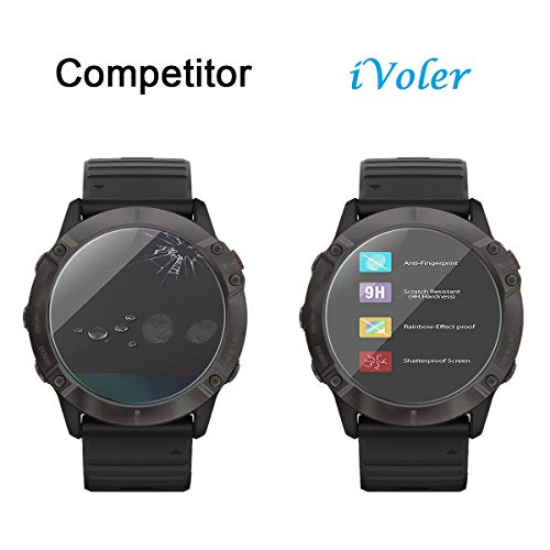 VGUARD 4 Unidades Protector de Pantalla para Garmin Fenix 6X Pro y Sapphire Editions 51mm, Cristal Vidrio Templado Premium para Garmin Fenix 6X Pro y Sapphire Editions 51mm