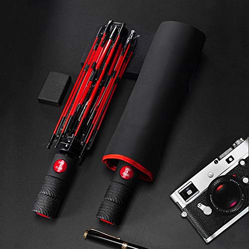 Viajes paraguas paraguas plegable compacto duradero lluvia del paraguas portátil con revestimiento de teflón reforzado con dosel, Nueva automático lleno de negocios paraguas plegable de tres Hombre Mu