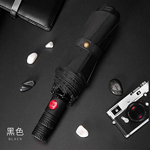 Viajes paraguas paraguas plegable compacto duradero lluvia del paraguas portátil con revestimiento de teflón reforzado con dosel, Nueva automático lleno de negocios paraguas plegable de tres Hombre Mu