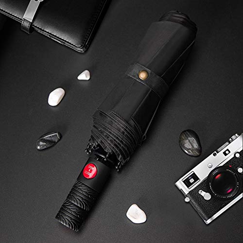 Viajes paraguas paraguas plegable compacto duradero lluvia del paraguas portátil con revestimiento de teflón reforzado con dosel, Nueva automático lleno de negocios paraguas plegable de tres Hombre Mu