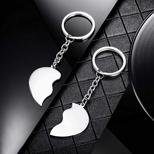VIBOOS Pareja Personalizada Llavero Relación Regalos Grabado Nombres Fecha Corazón de Acero Inoxidable Llavero Personalizado para Novio Novia Mujeres Hombres Mejor Regalo de Boda de Aniversario