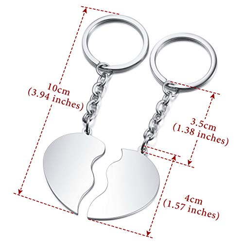 VIBOOS Pareja Personalizada Llavero Relación Regalos Grabado Nombres Fecha Corazón de Acero Inoxidable Llavero Personalizado para Novio Novia Mujeres Hombres Mejor Regalo de Boda de Aniversario