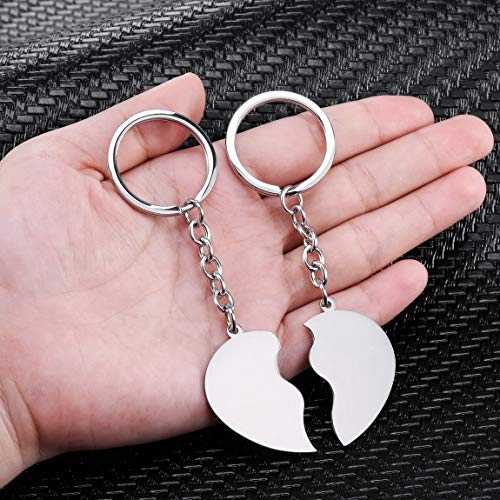 VIBOOS Pareja Personalizada Llavero Relación Regalos Grabado Nombres Fecha Corazón de Acero Inoxidable Llavero Personalizado para Novio Novia Mujeres Hombres Mejor Regalo de Boda de Aniversario